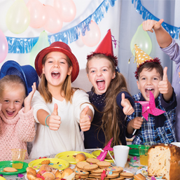 Happy children at a birthday party